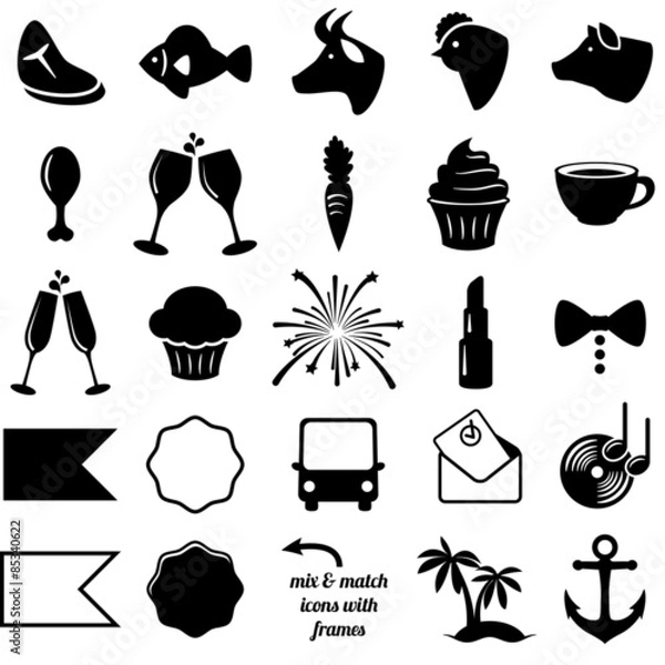 Obraz Vector Collection of Wedding and Party Themed Icons