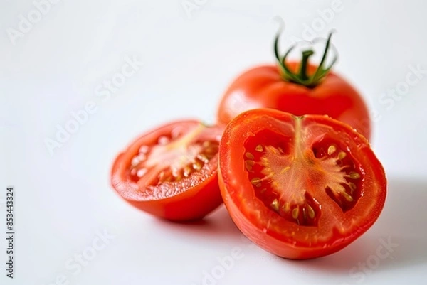 Fototapeta Fresh Tomato with Sliced Wedge