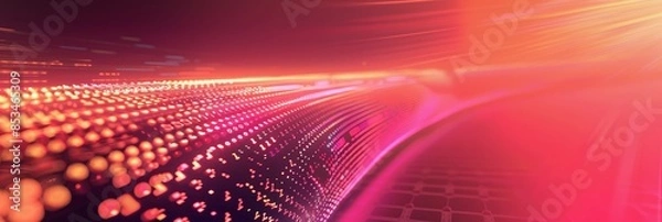 Fototapeta Abstract digital wave with person - Vivid digital waves with a human silhouette give a dynamic sense of energy and digital motion