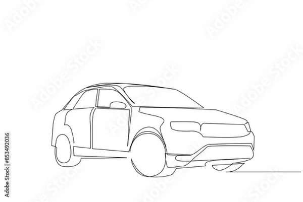 Fototapeta modern suv vehicle car one line art design vector