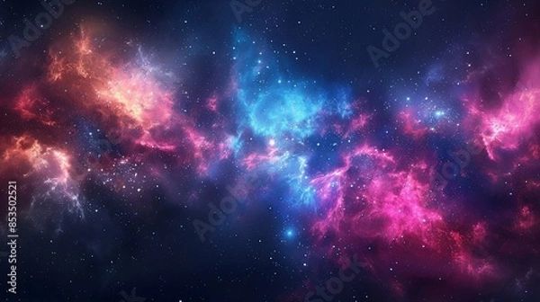Obraz colorful space galaxy with bright nebula. night sky cosmos, supernova. science, astronomy. colorful background