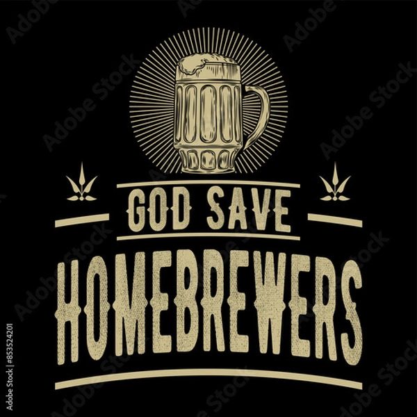 Fototapeta Unique, Vintage, Elegance, Distressed Brewery Label Typography T-shirt Design Vector Illustration