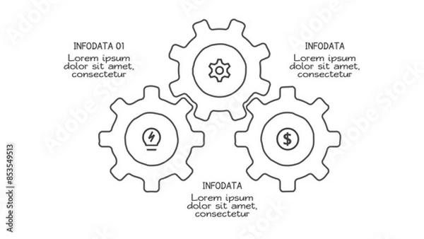 Obraz Doodle infographic elements with 3 options. Vector business template for presentation