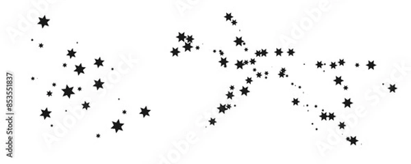 Obraz Shooting Star Black. Shooting star with an elegant star trail on a white background. Festive star sprinkles, powder. Vector png.	
