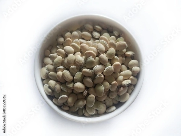 Fototapeta Legume seeds of lima beans or Lablab purpureus or Hyacinth beans. Fresh scattered seeds of Lablab purpureus or hyacinth beans. Kingdom- Plantae. Family- Fabaceae.