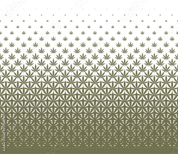 Obraz Vector green marijuana leaf halftone gradient. Comics effect. Isolated on white background
