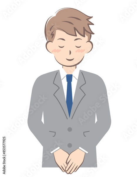 Fototapeta お辞儀をするスーツ姿の男性　上半身