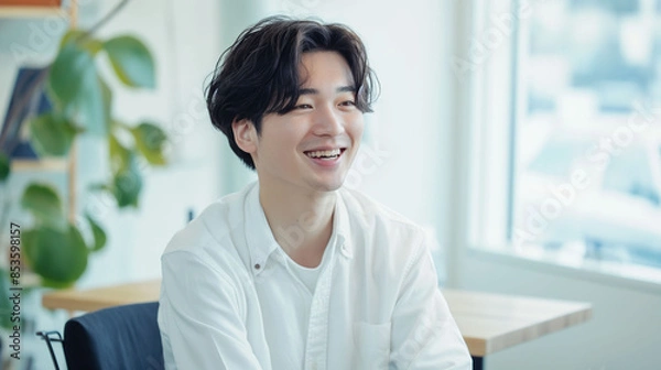 Obraz 笑顔の日本人男性