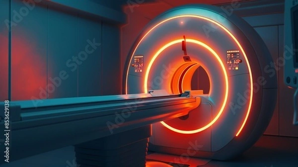Fototapeta MRI machinea??s magnetic resonance signal, close-up.