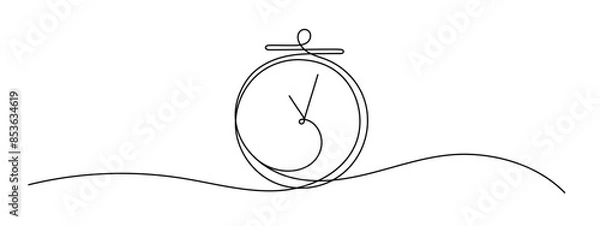 Obraz Clock with arrow. One thin line continuous symbol