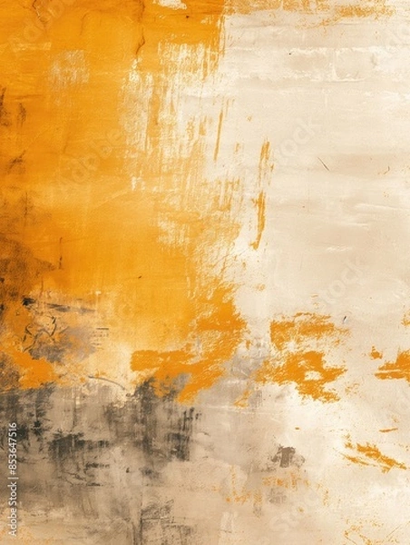 Fototapeta Abstract Yellow and Beige Brush Strokes on Canvas. Modern Acrylic Art Texture.