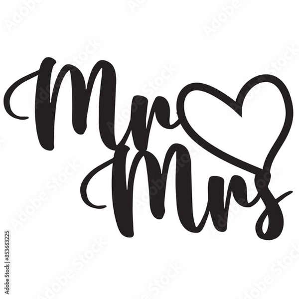 Fototapeta Mr and mrs heart wedding bride to be love future