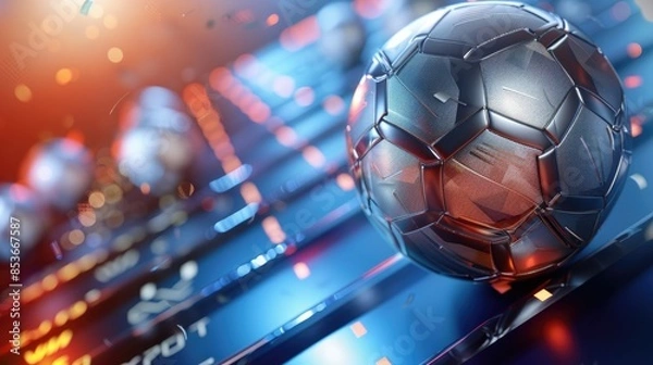 Fototapeta Digital Shield with Balls in Futuristic Stadium