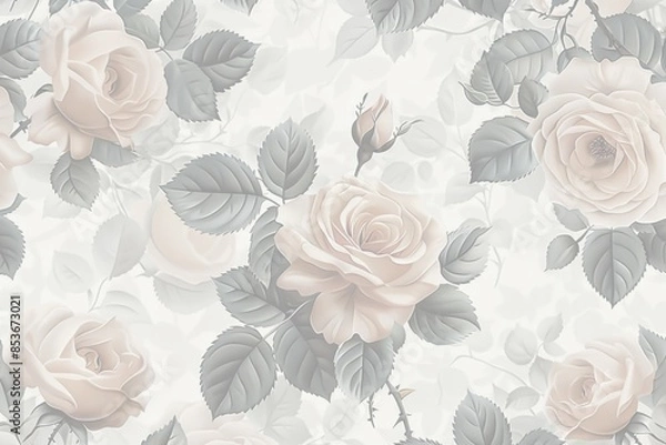 Obraz 明るいベージュとオレンジの小さなバラの背景