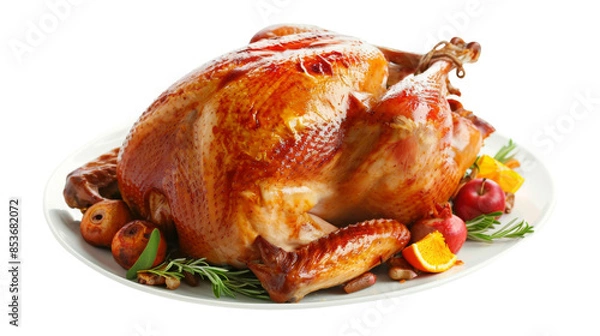 Obraz Roast turkey on white background