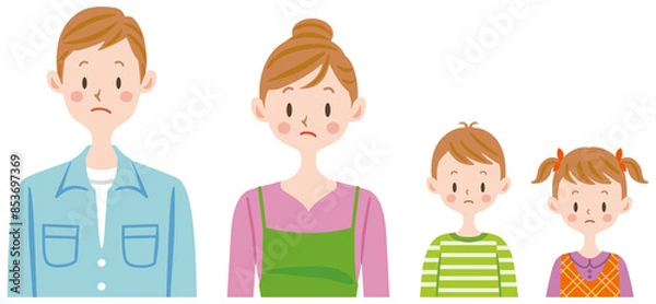 Fototapeta 家族　困る　疑問　親子　横並び　ファミリー