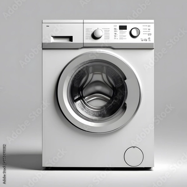 Fototapeta Modern Laundry washing machine, cloth washing machine on a white background