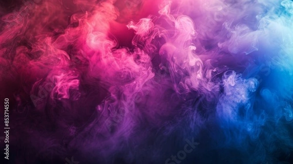 Fototapeta Swirls of mystical smoke in pink and blue, a vibrant dance of colors in motion