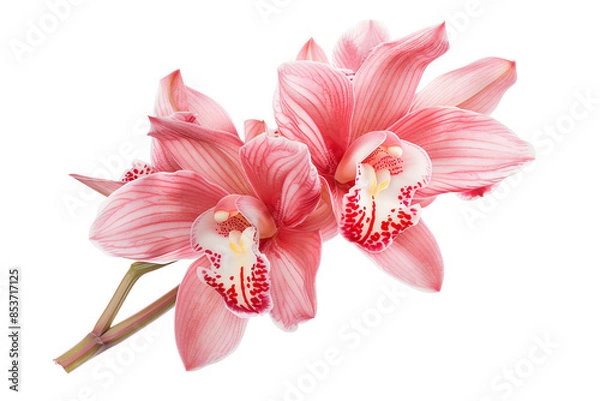 Fototapeta Two pink orchids, isolated on transparent background