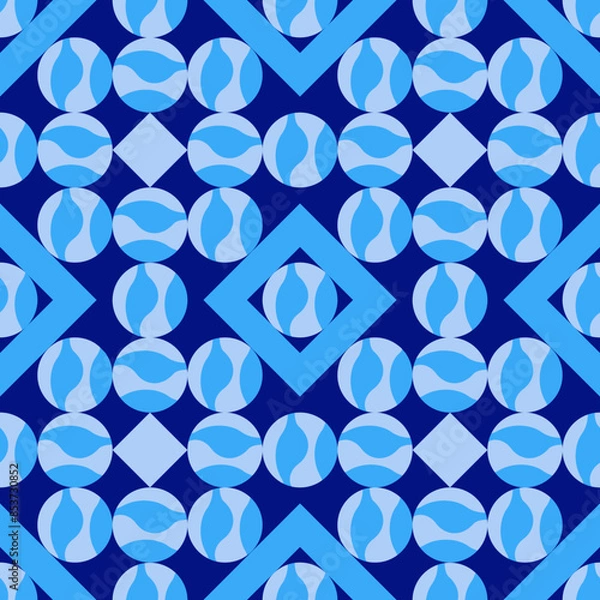 Fototapeta Vector - geometric shape seamless pattern, square and balls. 