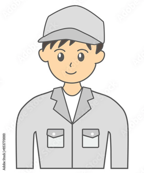 Obraz 作業服と帽子姿の若い日本人の男性作業員のイラスト素材