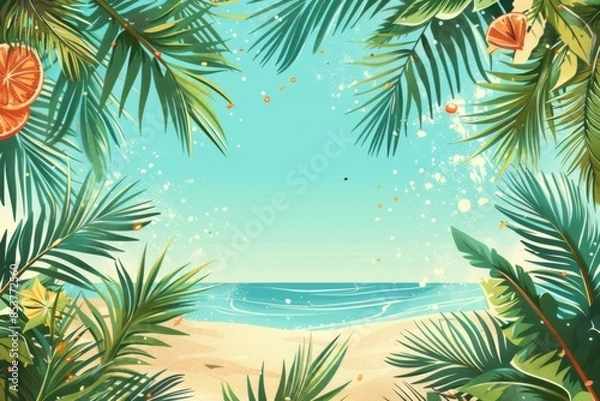 Fototapeta Summer Background illustration created with Generative AI