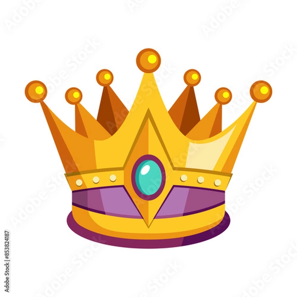 Obraz King's Crown isolated on white background. Royal and Monarch symbol. Vector cartoon illustration.	