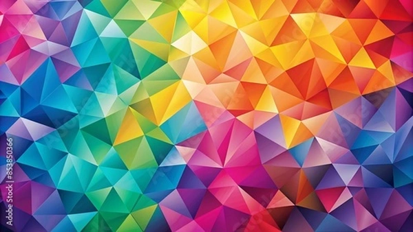 Obraz Geometric rainbow background. Colorful triangles. Abstract geometric pattern. Bright colors and triangles. Rainbow mosaic