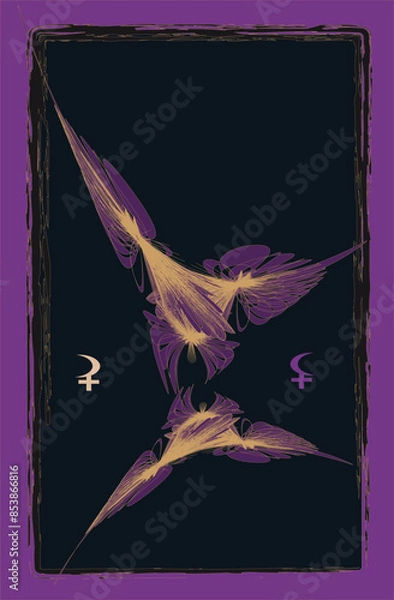 Obraz Tarot cards - back design. Lilith, Selena. Reverse side