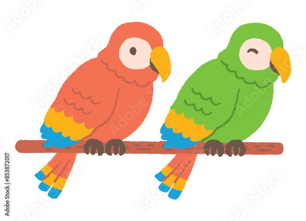 Obraz 手描きのオウムたち