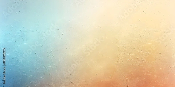 Fototapeta Gradient background with pastel blue, beige, and orange hues featuring a noise texture effect. Suitable for designs with copy space. Ideal for graphic resources and various creative projects.