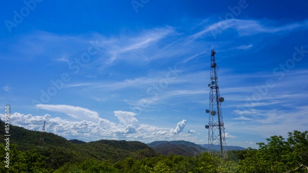 Obraz Transmitter tower on mountain
