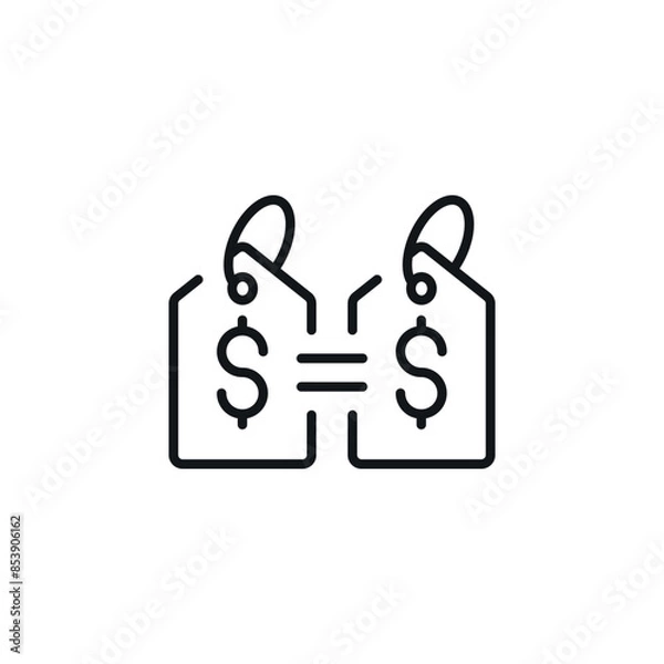 Fototapeta Price matching linear icon. Line customizable illustration. Contour symbol. Vector isolated outline drawing. Editable stroke