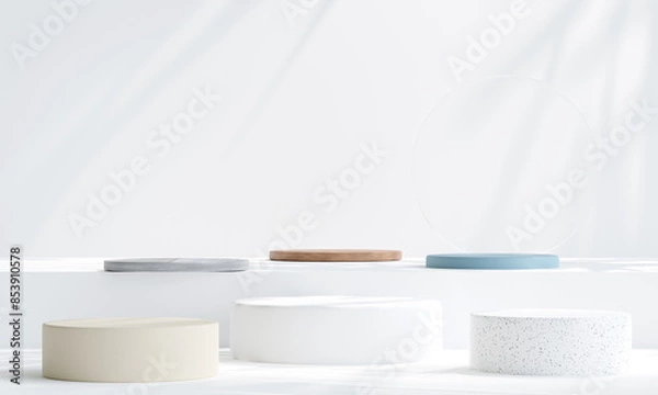 Fototapeta Minimal product placement. podium display for product presentation. 3d illustration