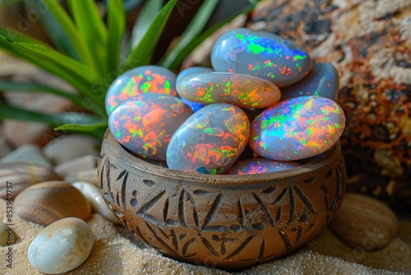 Obraz Halbedelsteine mit Dekoration - Opal