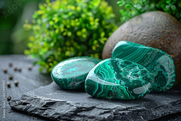 Obraz Halbedelsteine mit Dekoration - Malachit