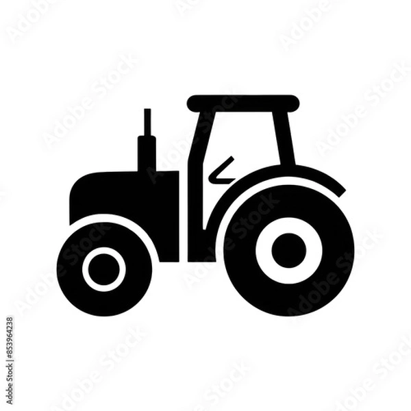 Fototapeta Simple Silhouette and Icon of a Farm Tractor: Clean and Minimalist Design for Agricultural Graphics and Branding
