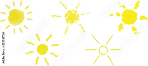 Obraz yellow draw sun watercolor icon