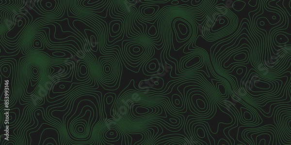 Fototapeta Abstract wavy topographic map. Abstract wavy and curved lines background. Abstract geometric topographic contour map background.
