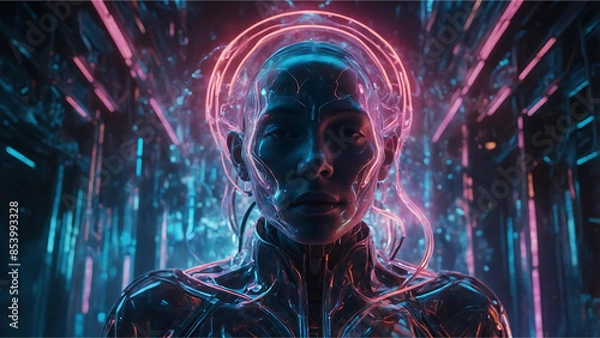 Fototapeta Otherworldly Entity in Ethereal Cybernetic Realm