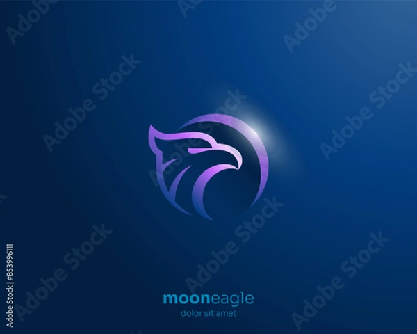 Fototapeta Abstract creative colorful eagle moon logo