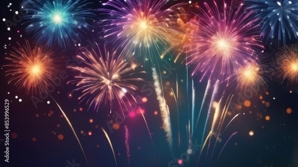 Fototapeta Fourth of July background. 4th of July or Memorial Day background, July 4th red white and blue colors with soft faded star border texture design