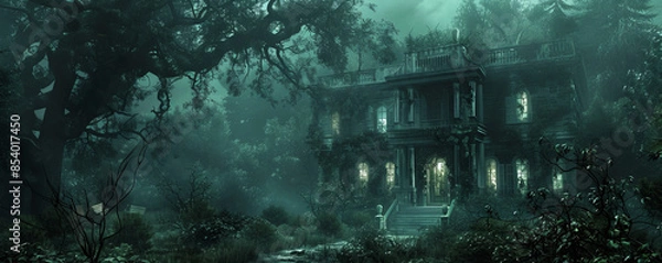 Fototapeta Adventures in a haunted mansion.