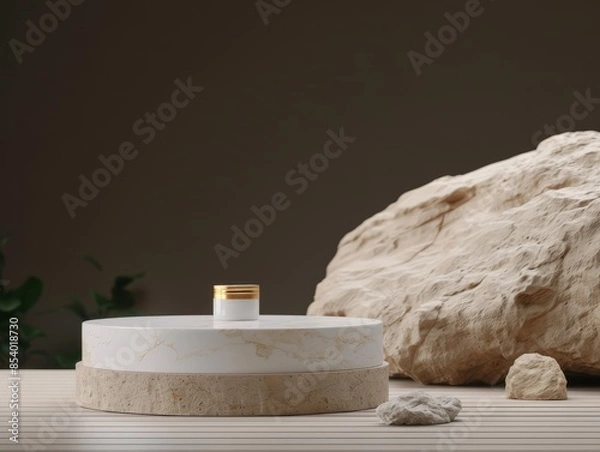 Fototapeta Minimalist Product Display with Stone and Marble