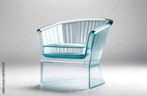 Fototapeta Futuristic and sleek glass chair design, blending modern aesthetics and functionality.