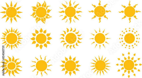 Obraz Set of yellow sun icons