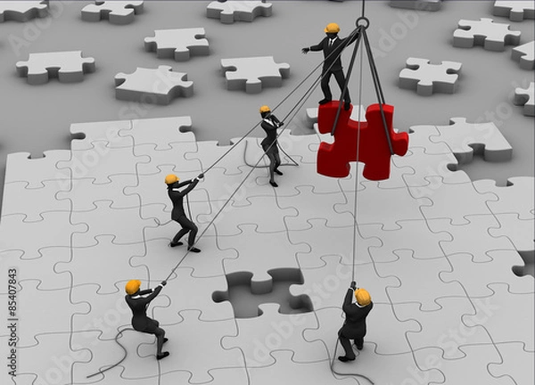 Fototapeta Team building a great jigsaw puzzle