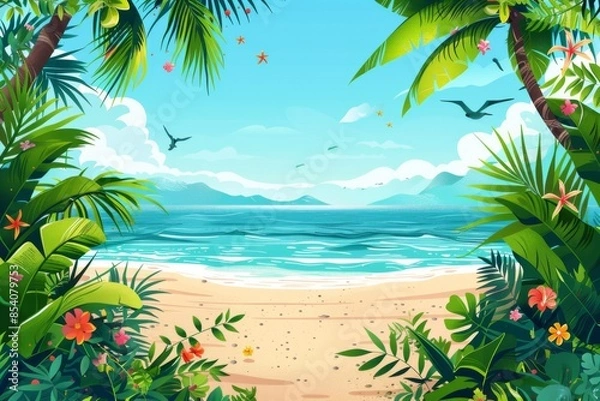 Fototapeta Summer Background illustration created with Generative AI