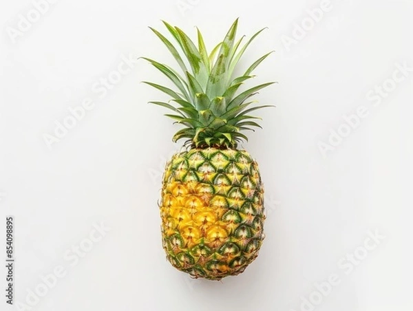 Obraz Fresh Pineapple on a white background, top view