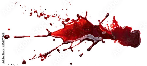 Fototapeta Abstract stains, splashes of real blood isolated on white background